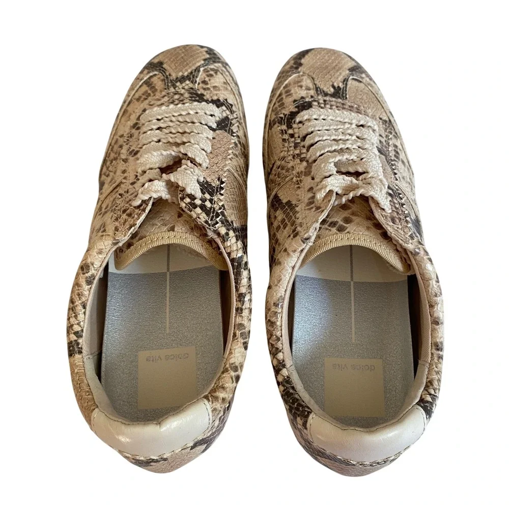Dolce Vita Dorie Sneakers Womens Size 7 Snakeskin Embossed Low Top Lace Up Brown
